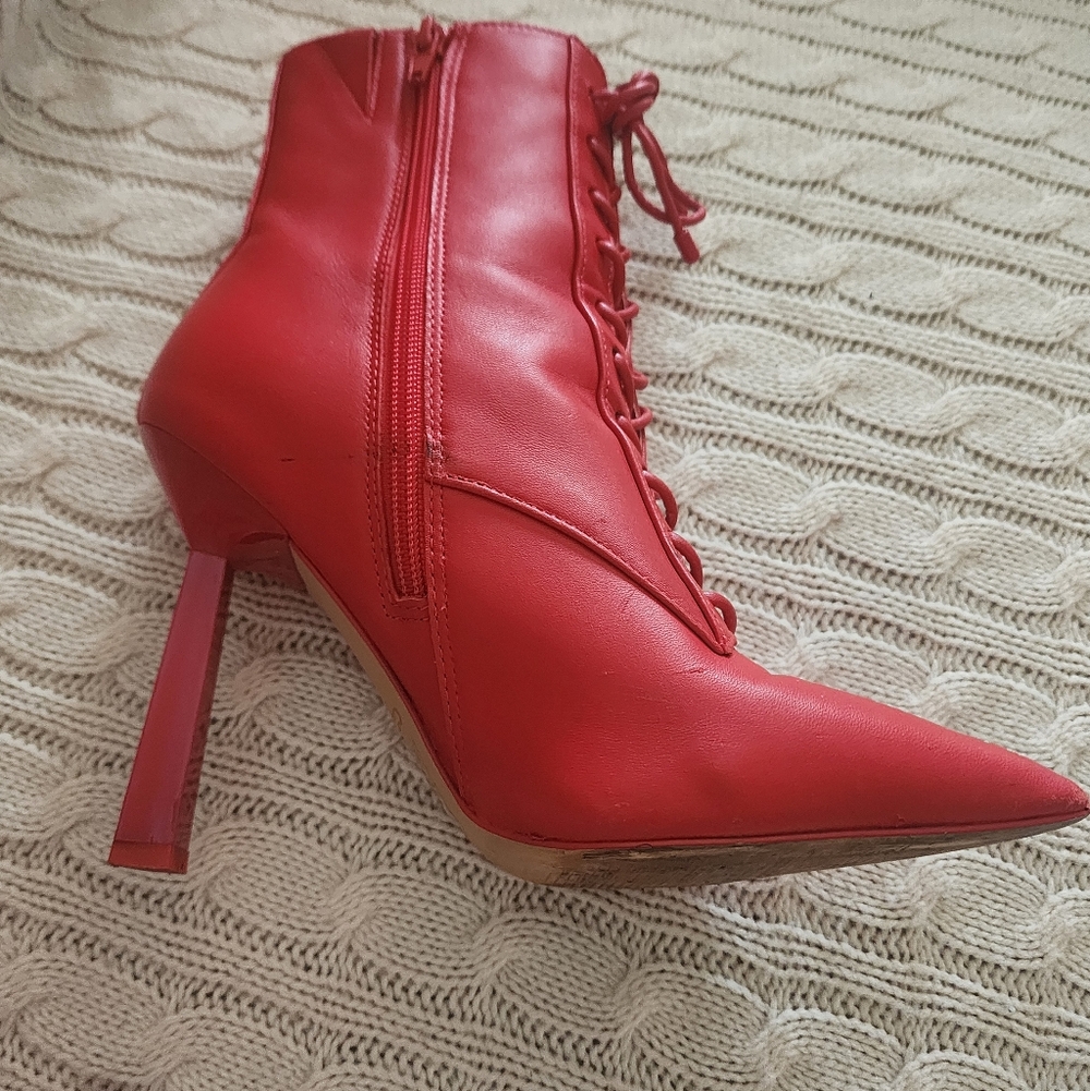 ALDO Began lace up ankle boots in red leather.minimal signs of wear, see last pc - Picture 5 of 12